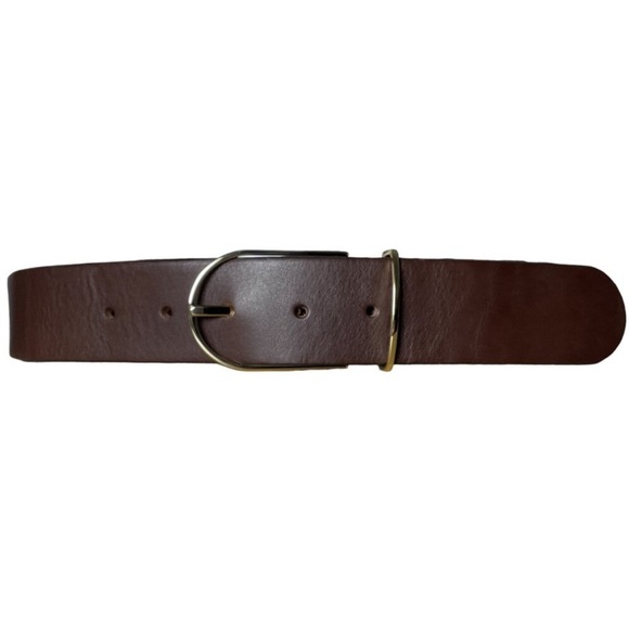NEW Everlane Brown Leather Belt Gold Tone Buckle Size Medium - Picture 1 of 6
